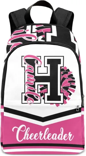 Cheerleader Pink Black Personalized Backpack for Teen Boys Girls,Custom Travel Backpack Bookbag Casual Bag Name Gift