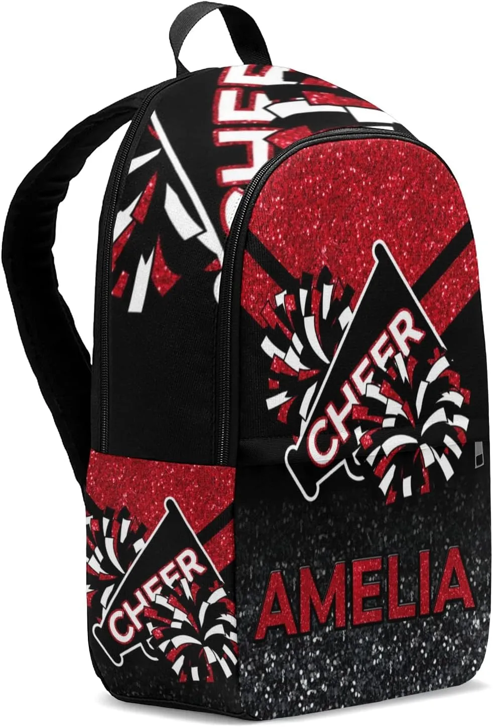 Cheerleader Red Personalized Backpack for Teen Boys Girls,Custom Travel Backpack Bookbag Casual Bag Name Gift 11.8"(L) x 5.51"(W) x 17.72"(H)