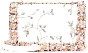 Chic Embroidered Crossbody Bag with Chain Strap Sophisticated Shoulder Bag PU