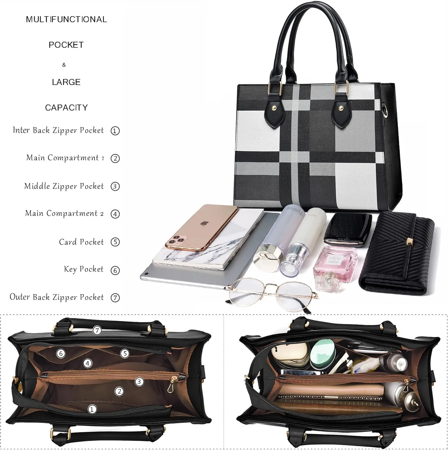 CHICAROUSAL Crossbody Purses and Handbags for Women PU Leather Tote Top Handle Satchel Shoulder Bags