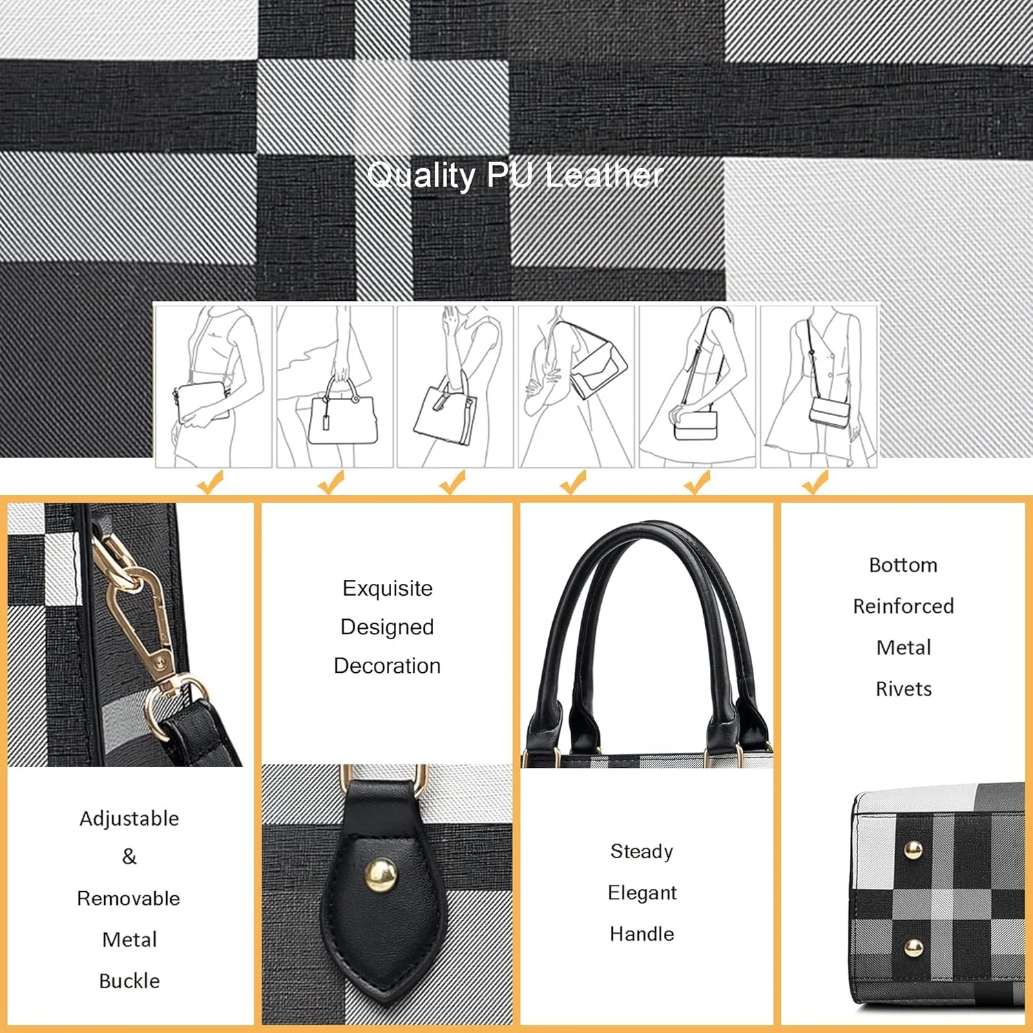 CHICAROUSAL Crossbody Purses and Handbags for Women PU Leather Tote Top Handle Satchel Shoulder Bags