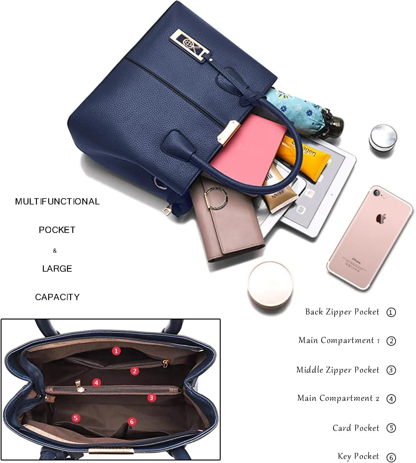 CHICAROUSAL Purses and Handbags for Women Leather Crossbody Bags Women's Tote Shoulder Bag