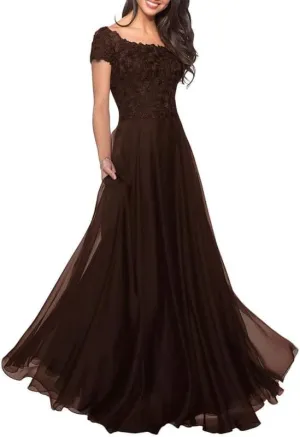 Chiffon Mother of The Bride Dresses Lace Appliques Prom Dresses 2025 A Line Elegant Formal Evening Gowns ACE165