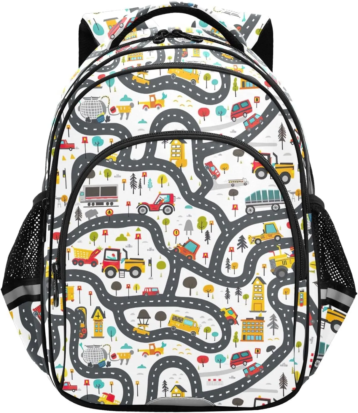 CHIFIGNO Cute Cartoon Tractors Kids Backpack for School Boys Girls Bookbag Lightweight Daypack Backpacks with Reflective Stripes