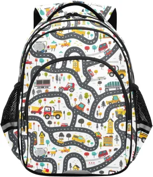 CHIFIGNO Cute Cartoon Tractors Kids Backpack for School Boys Girls Bookbag Lightweight Daypack Backpacks with Reflective Stripes