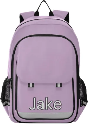 CHIFIGNO Lilac Personalized Backpack Kids, Custom Monogram Boys Backpack 10-12 Years Old Reflective Strips, Adjustable Straps