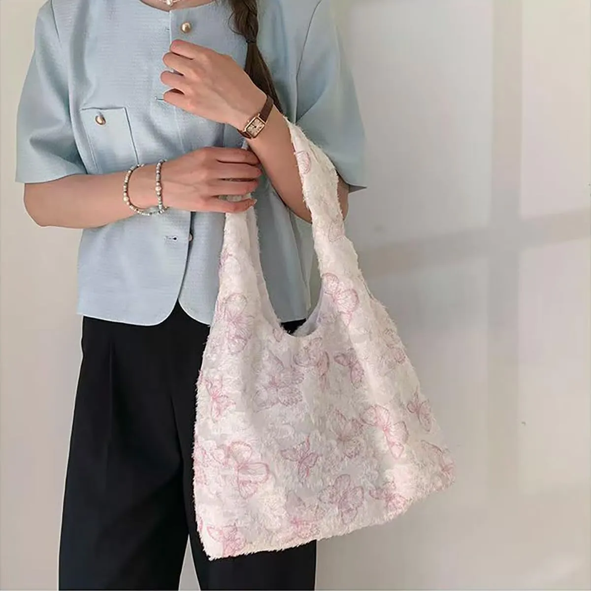 Chinese women's lace butterfly handbag, embroidered cheongsam canvas bag, suitable for dinners and weddings