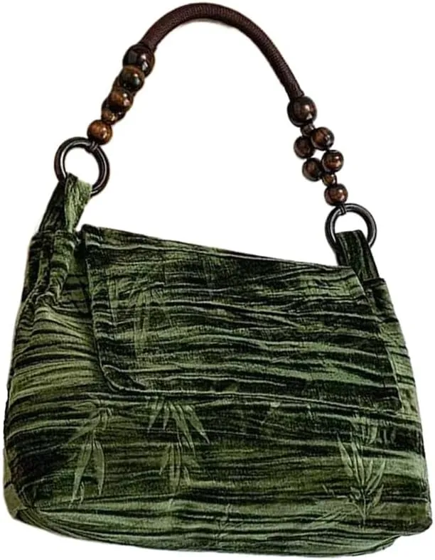 Chinese women's totebag, velvet embroidered printed shoulder bag with unique handle design, banquet gift