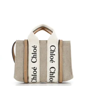 CHLOE Woody Convertible Tote Canvas with Leather Mini