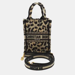 Christian Beige Embroidery Canvas Mini Book Tote Phone Bag