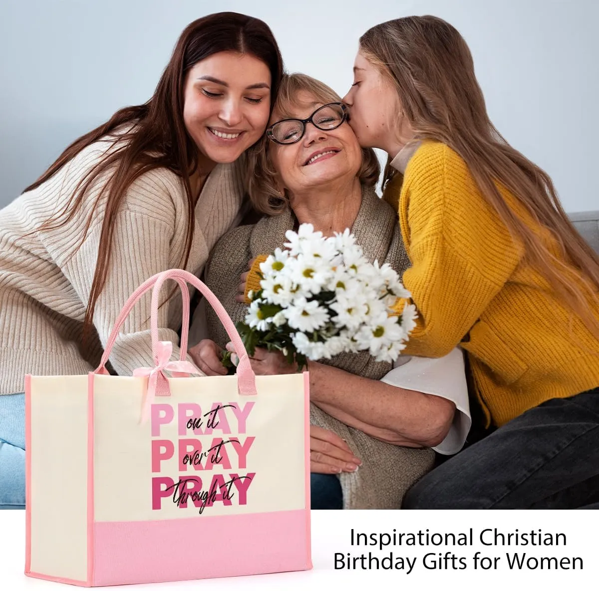 Christian Gifts for Women, Inspirational Religious Birthday Christmas Canvas Tote bag for Women, Work Beach Grocery Bag