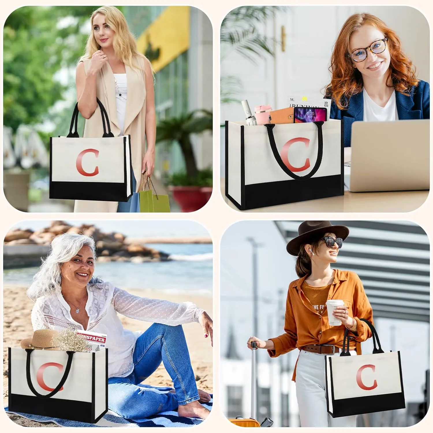 Christmas Gifts Ideas Bag For Women, Tote Bag Gift For Nursing College Medical Teacher Bag Gifts Bulk, Present for Engineering Med Nurses Woman-Letter C