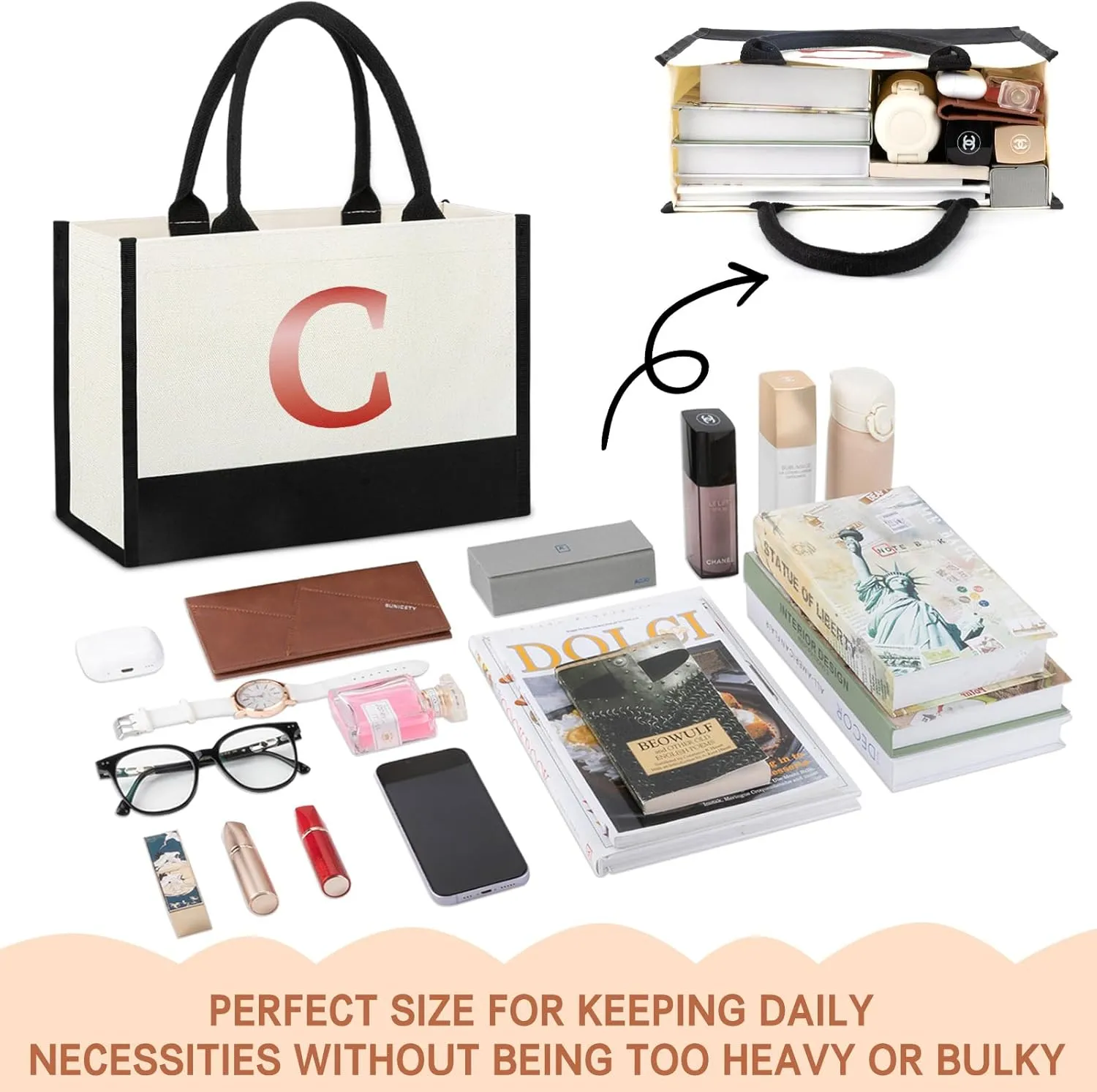 Christmas Gifts Ideas Bag For Women, Tote Bag Gift For Nursing College Medical Teacher Bag Gifts Bulk, Present for Engineering Med Nurses Woman-Letter C