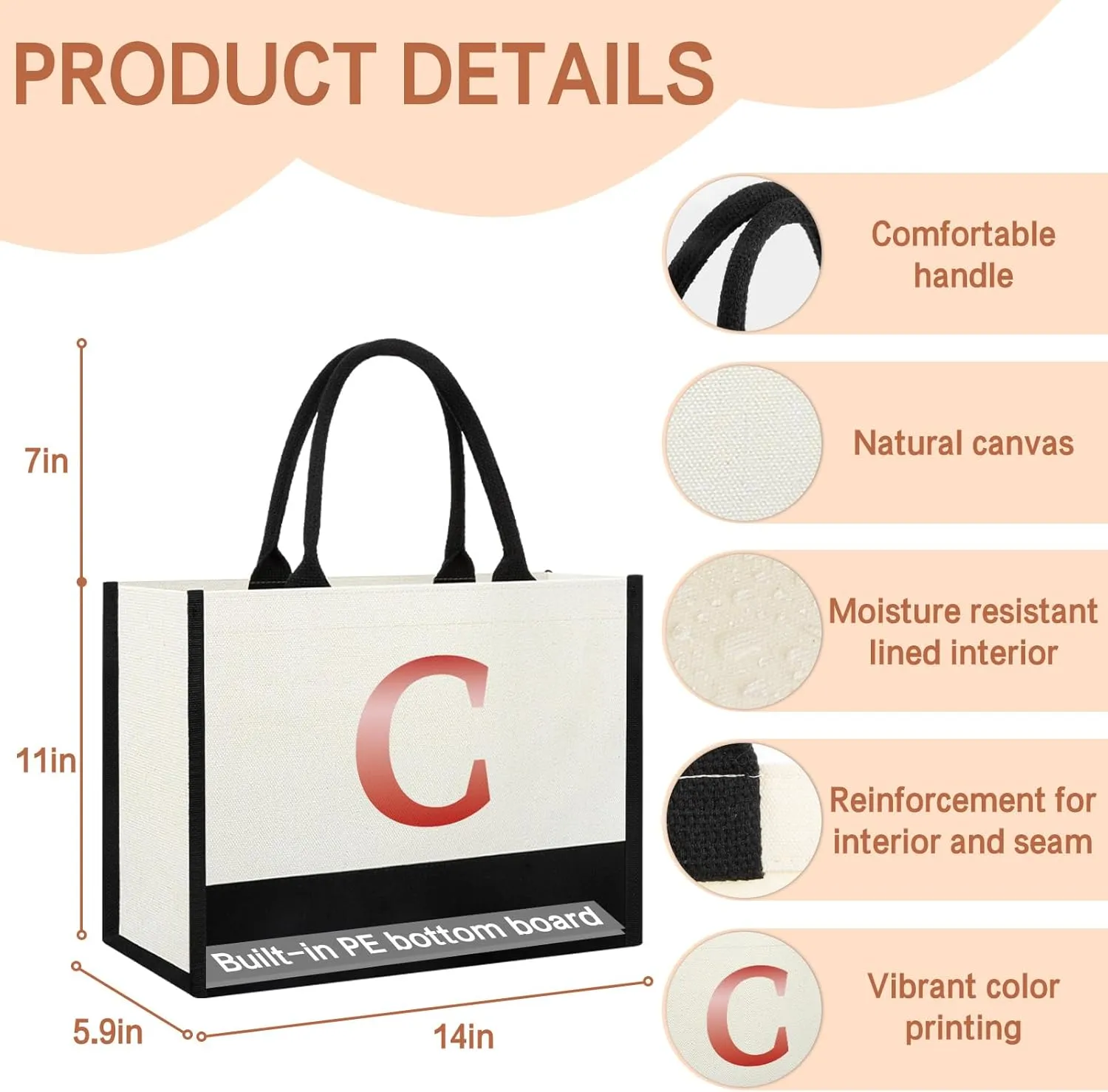 Christmas Gifts Ideas Bag For Women, Tote Bag Gift For Nursing College Medical Teacher Bag Gifts Bulk, Present for Engineering Med Nurses Woman-Letter C