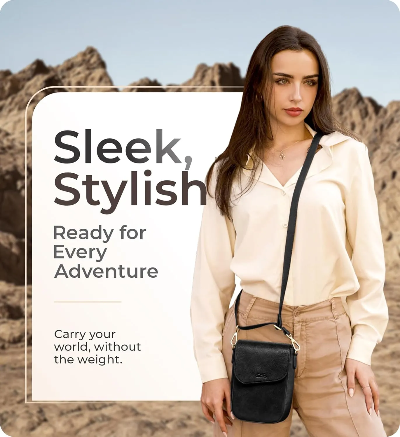 Claasico Crossbody Bag for Women, RFID Phone Purse, Card Slots Coin Pocket w/strap, Phone Holder PU Leather Crossbody Purse