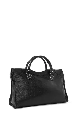 Classic City M Metallic Edge Black with Silver Hardware
