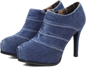 ClassicSter Womens High Heels Pumps Platform Ankle Boots Stiletto Heel Pointed Toe Zip Booties Shoes