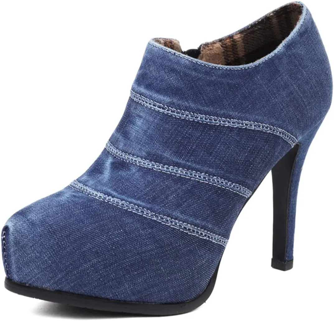 ClassicSter Womens High Heels Pumps Platform Ankle Boots Stiletto Heel Pointed Toe Zip Booties Shoes