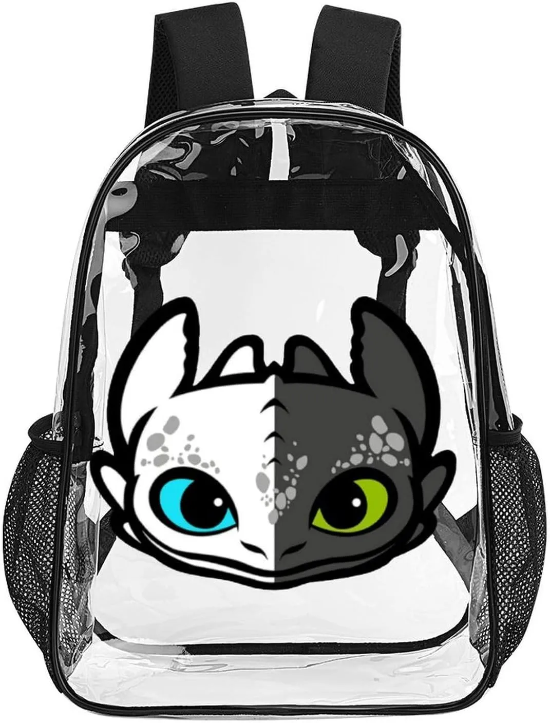 Clear Backpack Heavy Duty PVC Transparent Cartoon Dragon Backpack 17" Large Capacity See Through Bag for College