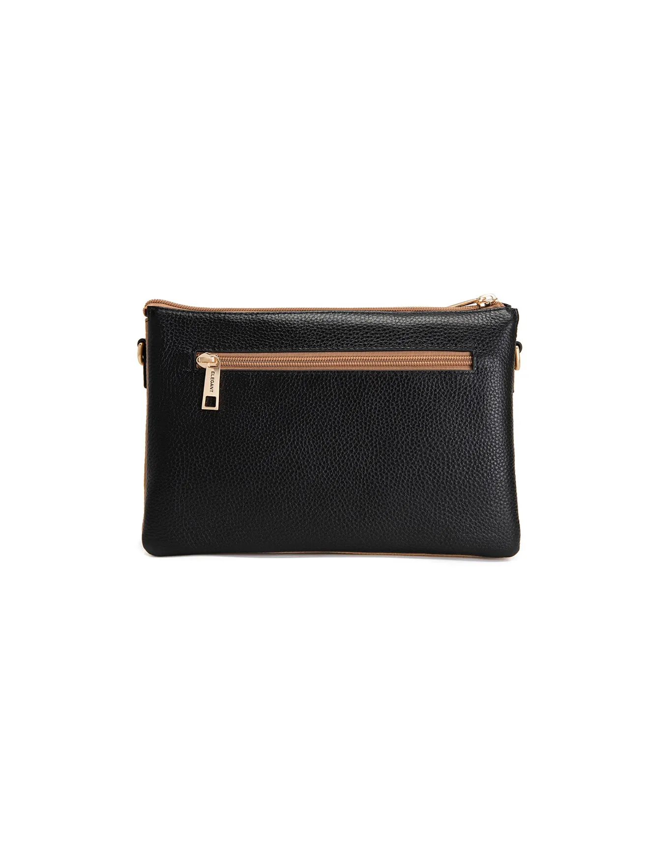 CLEO TRIPLE COMPARTMENT LEATHER XBODY BAG - E1-0841-BLK/CAM