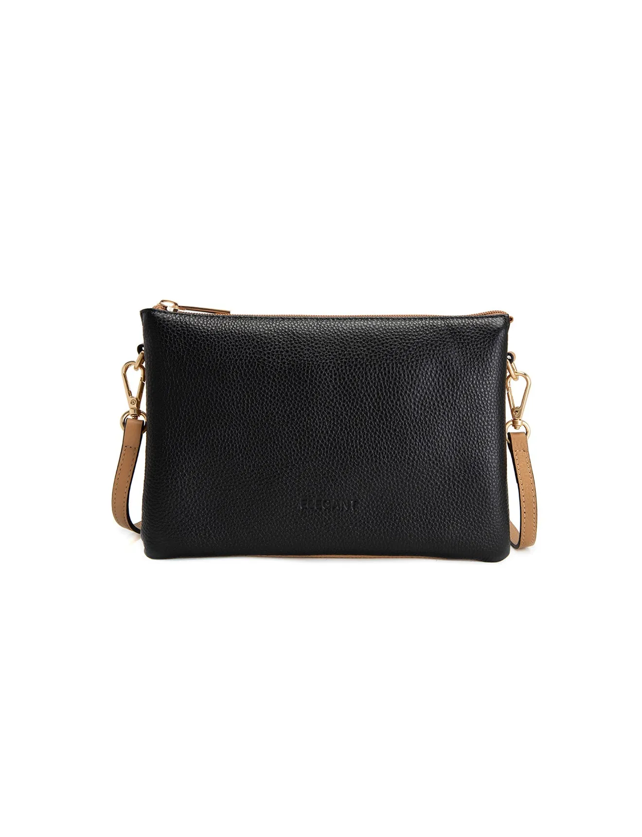 CLEO TRIPLE COMPARTMENT LEATHER XBODY BAG - E1-0841-BLK/CAM