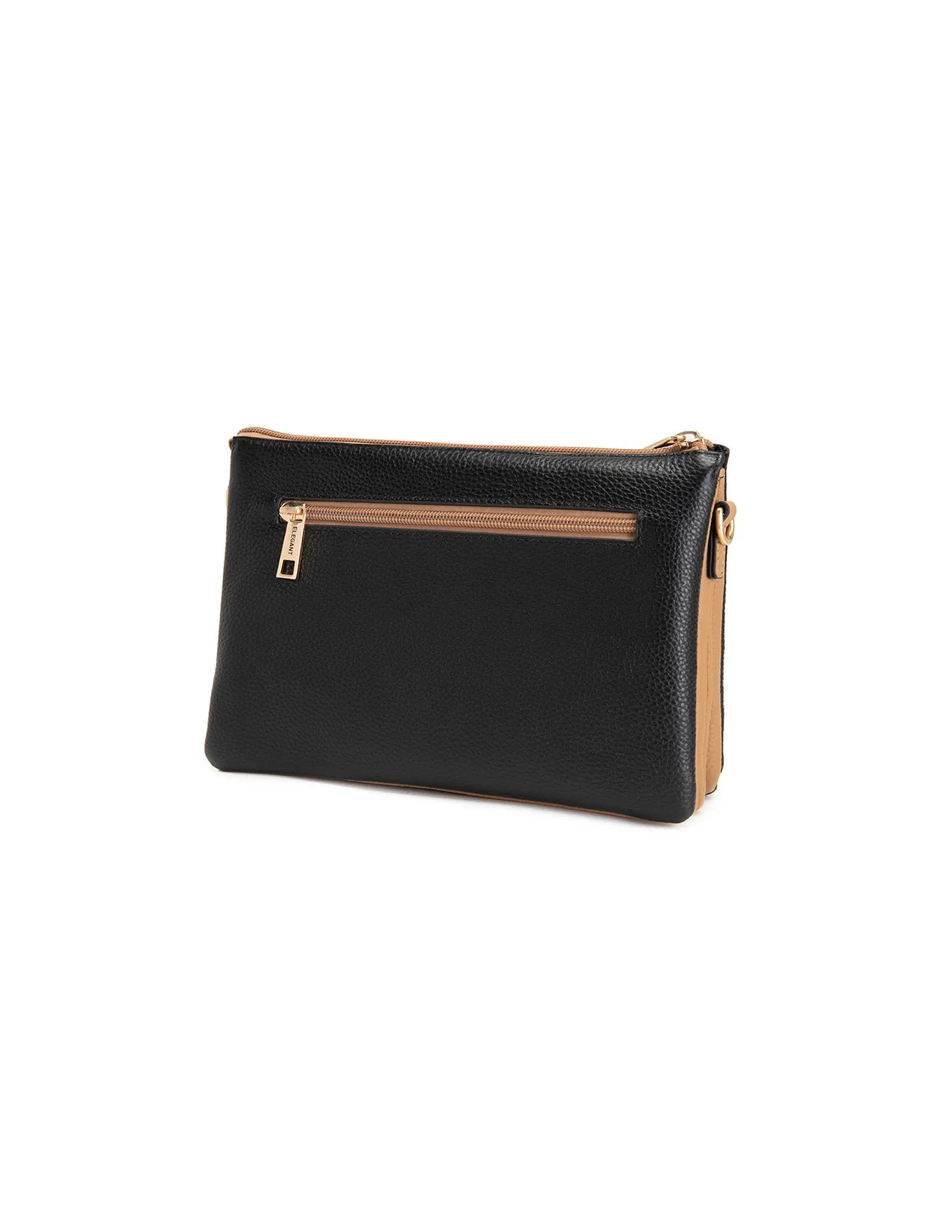 CLEO TRIPLE COMPARTMENT LEATHER XBODY BAG - E1-0841-BLK/CAM