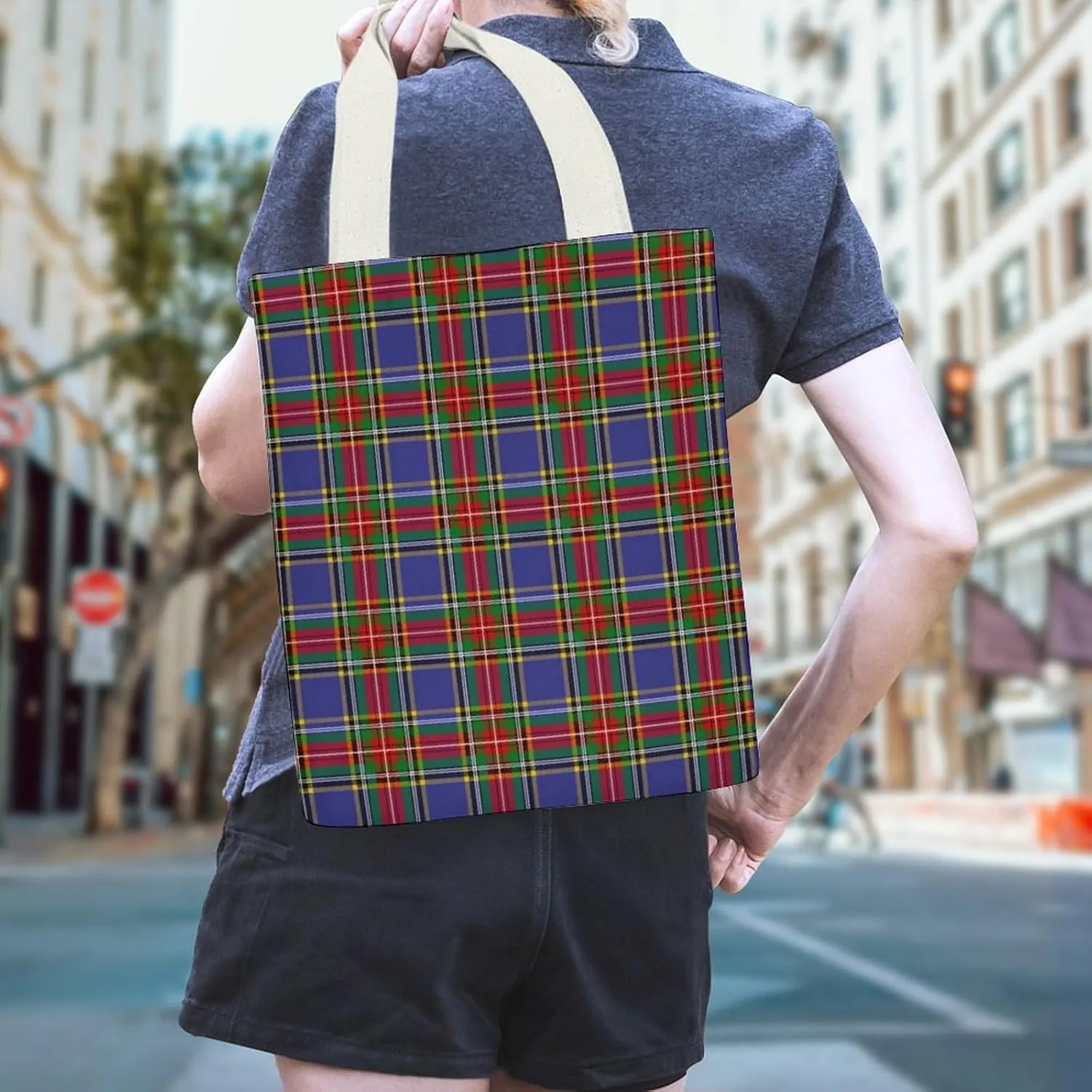 Clergy Blue Black White Large Capacity Canvas Tote Bag with Pockets Inside Unisex