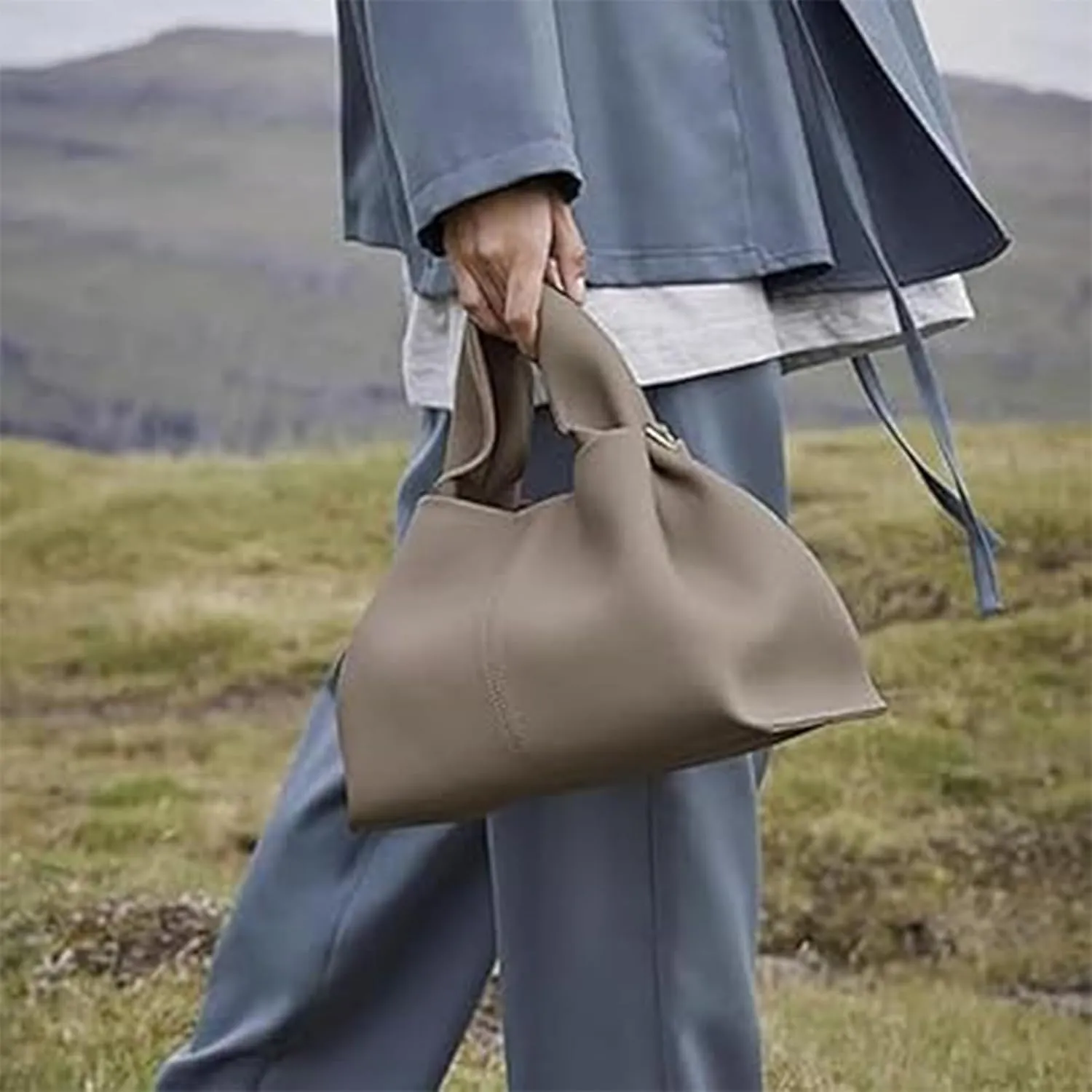 Cloud Pouch Bag Portable Shoulder Bag Leather Dumpling Clutch Bag,Detachable Shoulder Strap Hobo Bag