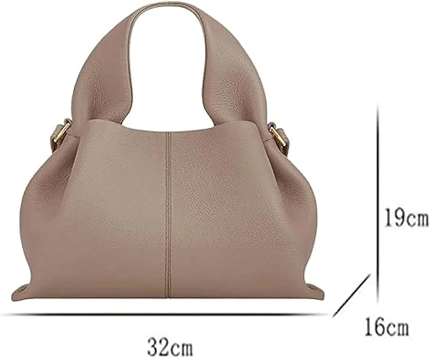 Cloud Pouch Bag Portable Shoulder Bag Leather Dumpling Clutch Bag,Detachable Shoulder Strap Hobo Bag