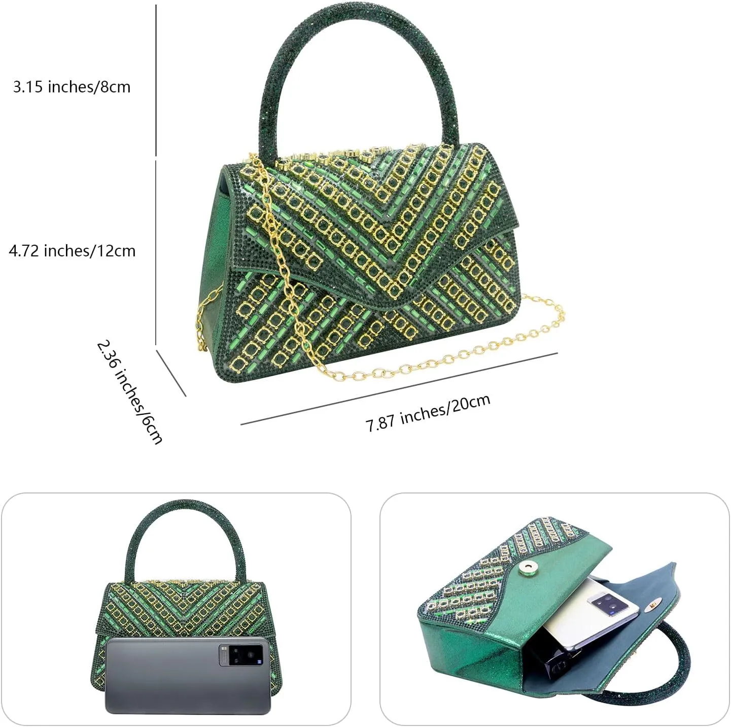 Clutch Purses for Women Sparkly Rhinestones Purses and Handbags for Wedding Party Evening Crossbody Bag with Chain