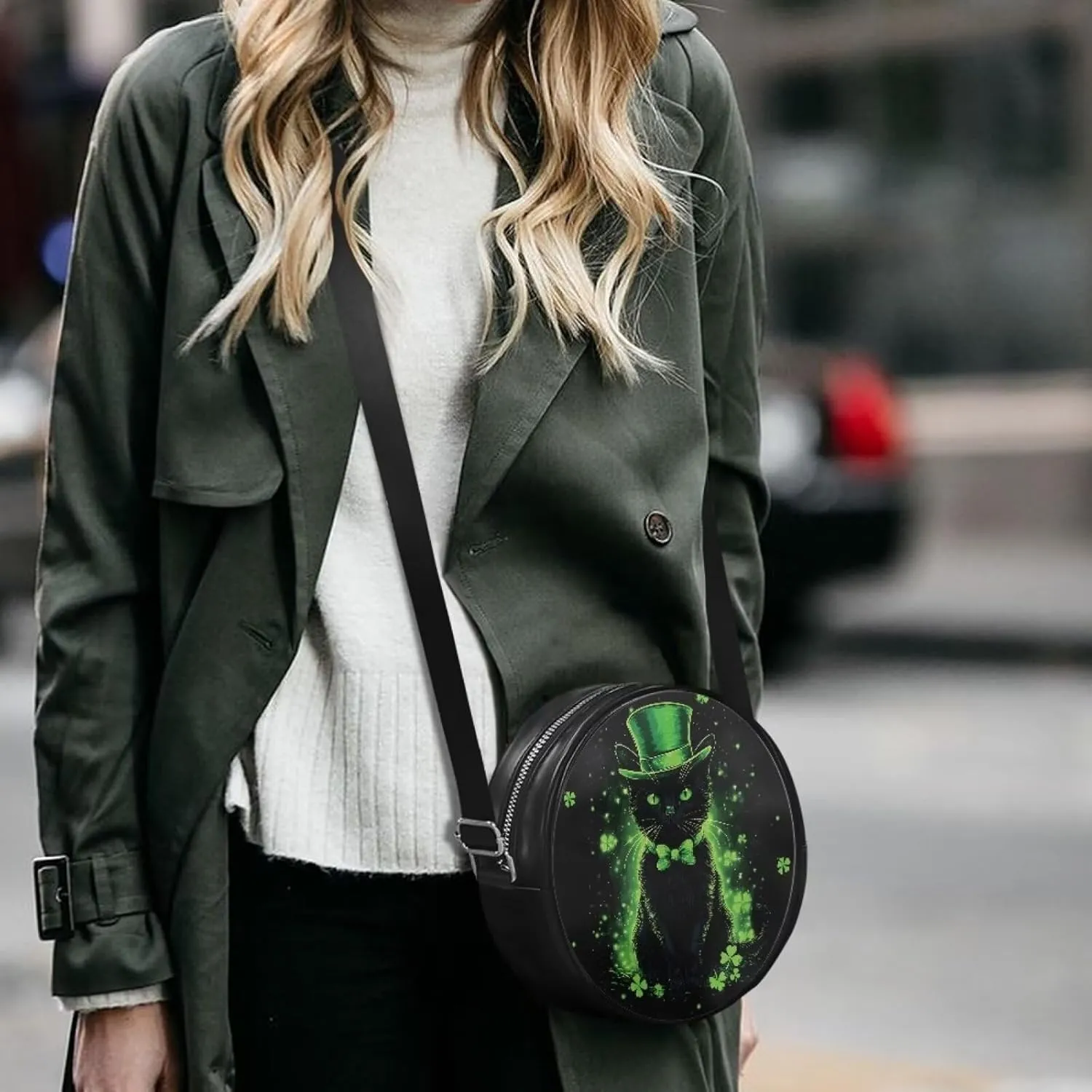 Coldinair Dog Paw Shoulder Bag for Women Leather Crossbody Shoulder Handbags Circle Crossbody Purse Small Tote Satchel