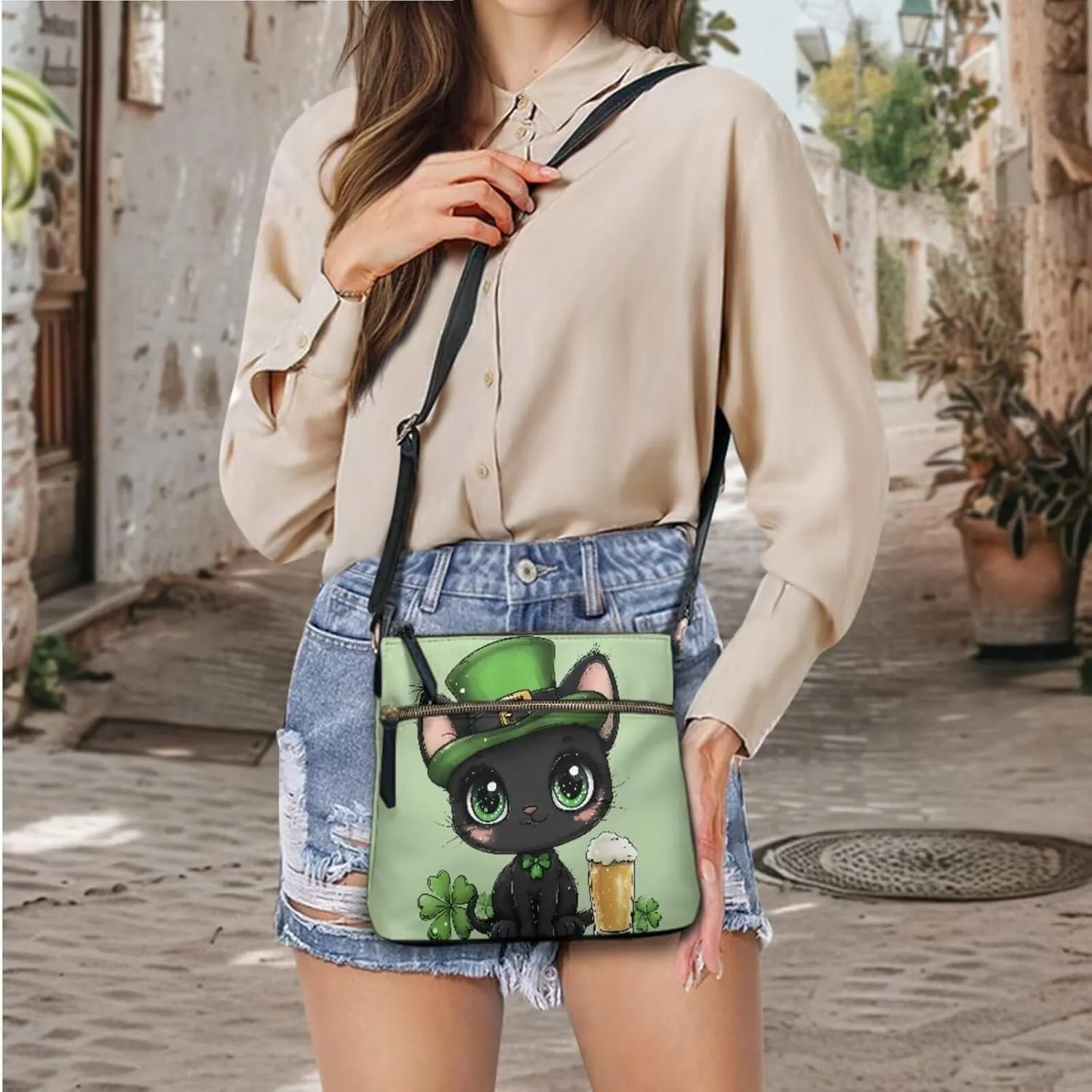 Coldinair St.Patrick's Day PU Leather Hobo Crossbody Bag Purse Ladies Wallet Set Shoulder Bag Hobo Bag Purse