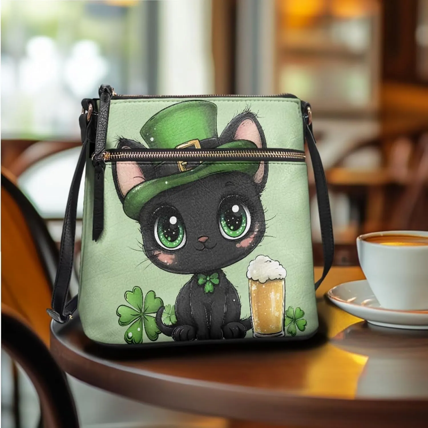 Coldinair St.Patrick's Day PU Leather Hobo Crossbody Bag Purse Ladies Wallet Set Shoulder Bag Hobo Bag Purse