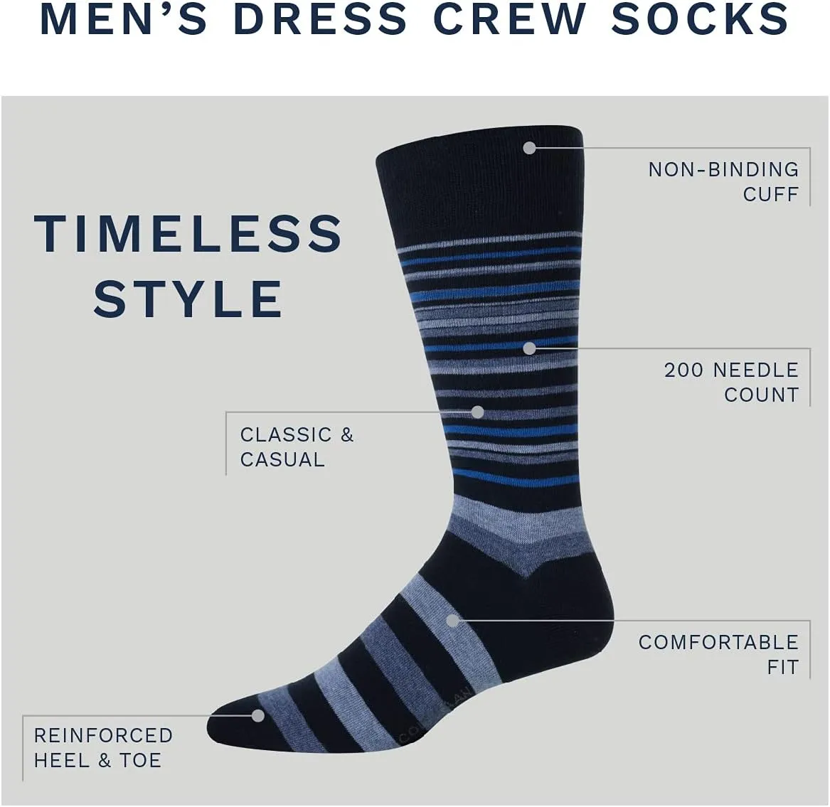 Cole Haan Men's Cotton Blend Crew Dress Socks (6 Pairs)