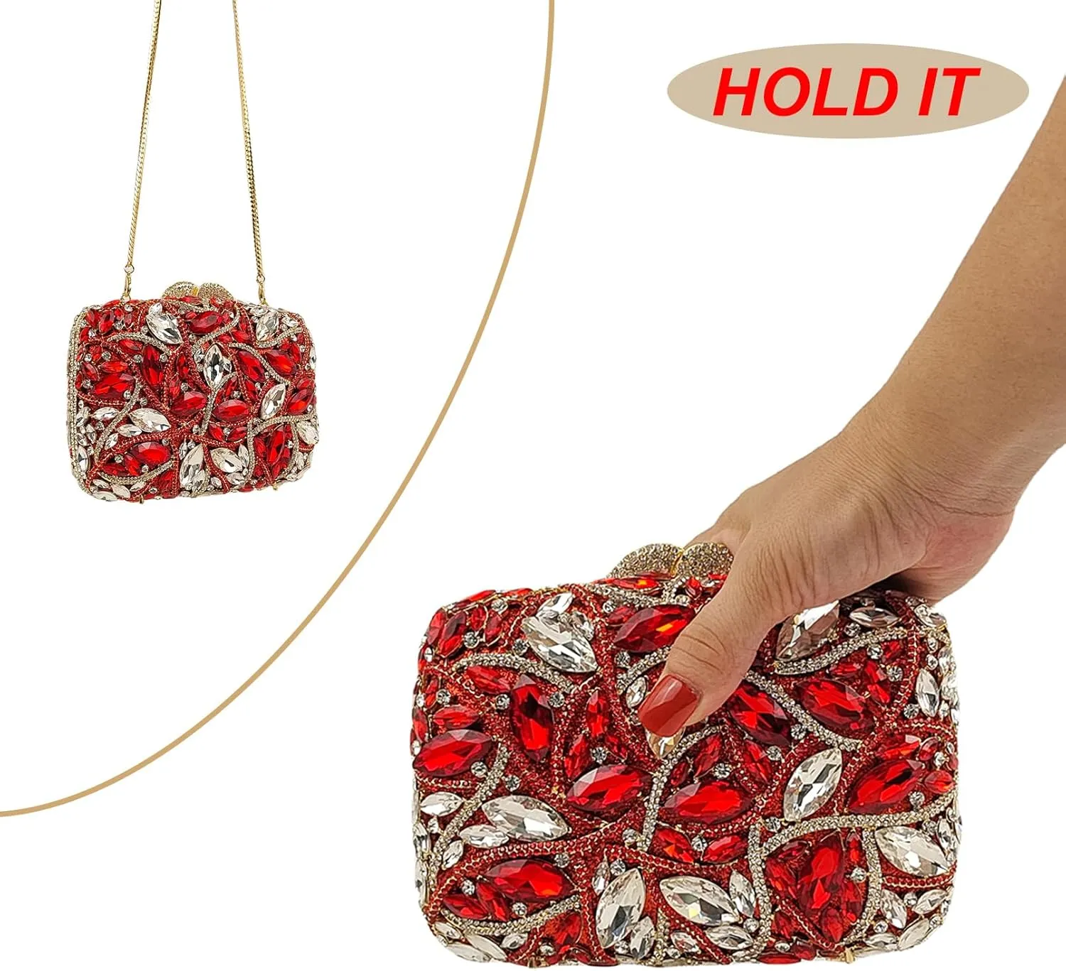 Colorful Crystal Clutch Box Handbag Women Sparkling Evening Bags for Wedding Party Prom Purse