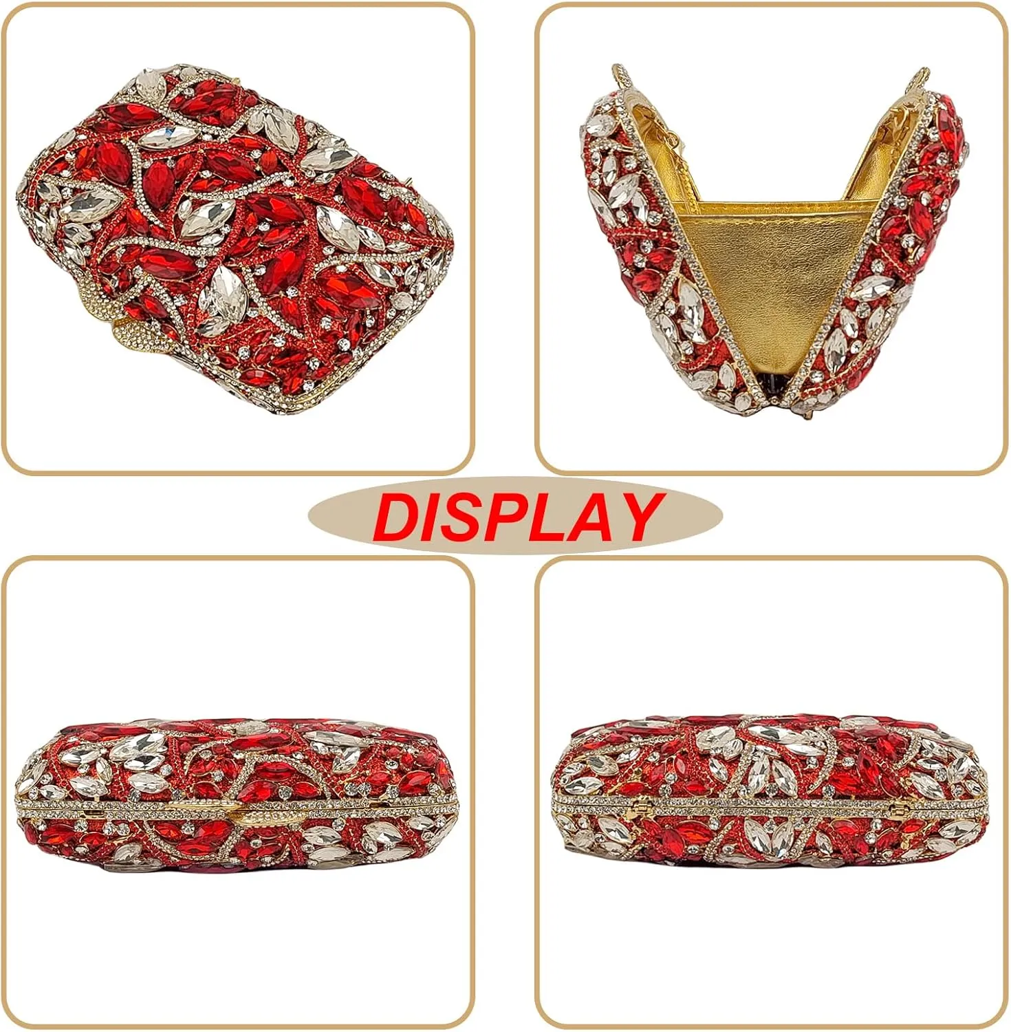 Colorful Crystal Clutch Box Handbag Women Sparkling Evening Bags for Wedding Party Prom Purse