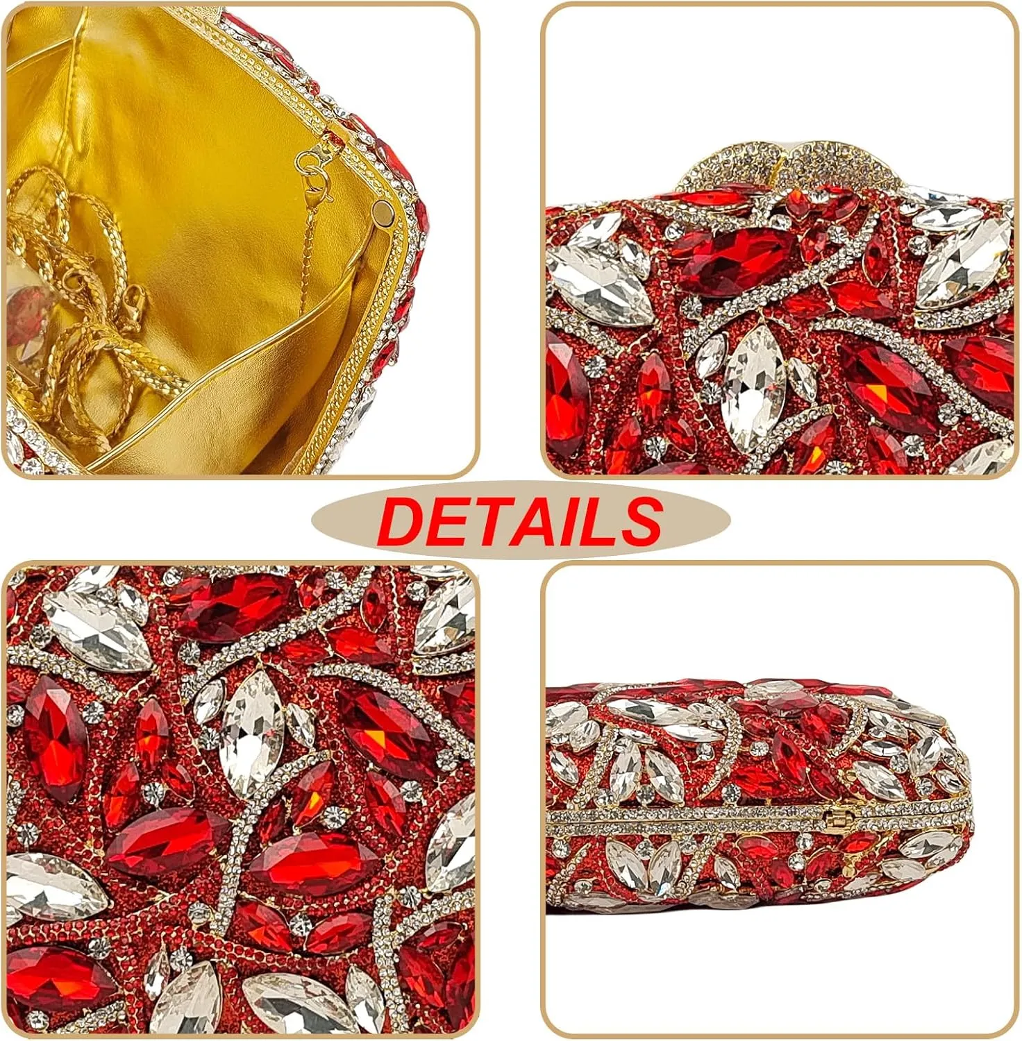 Colorful Crystal Clutch Box Handbag Women Sparkling Evening Bags for Wedding Party Prom Purse