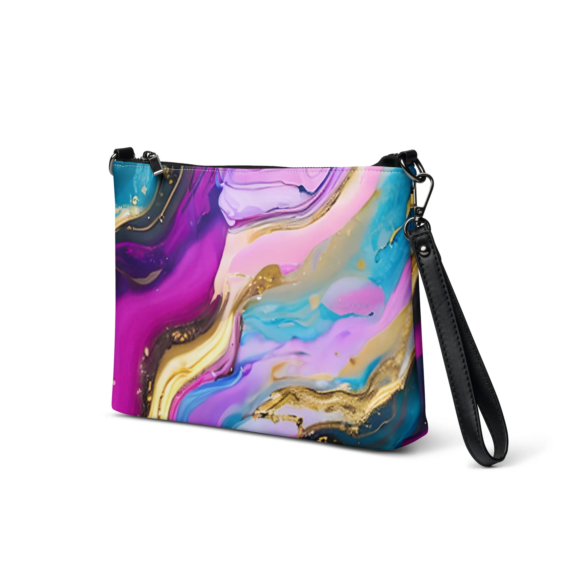 Colorful Liquid Geode Glitter Crossbody Bag
