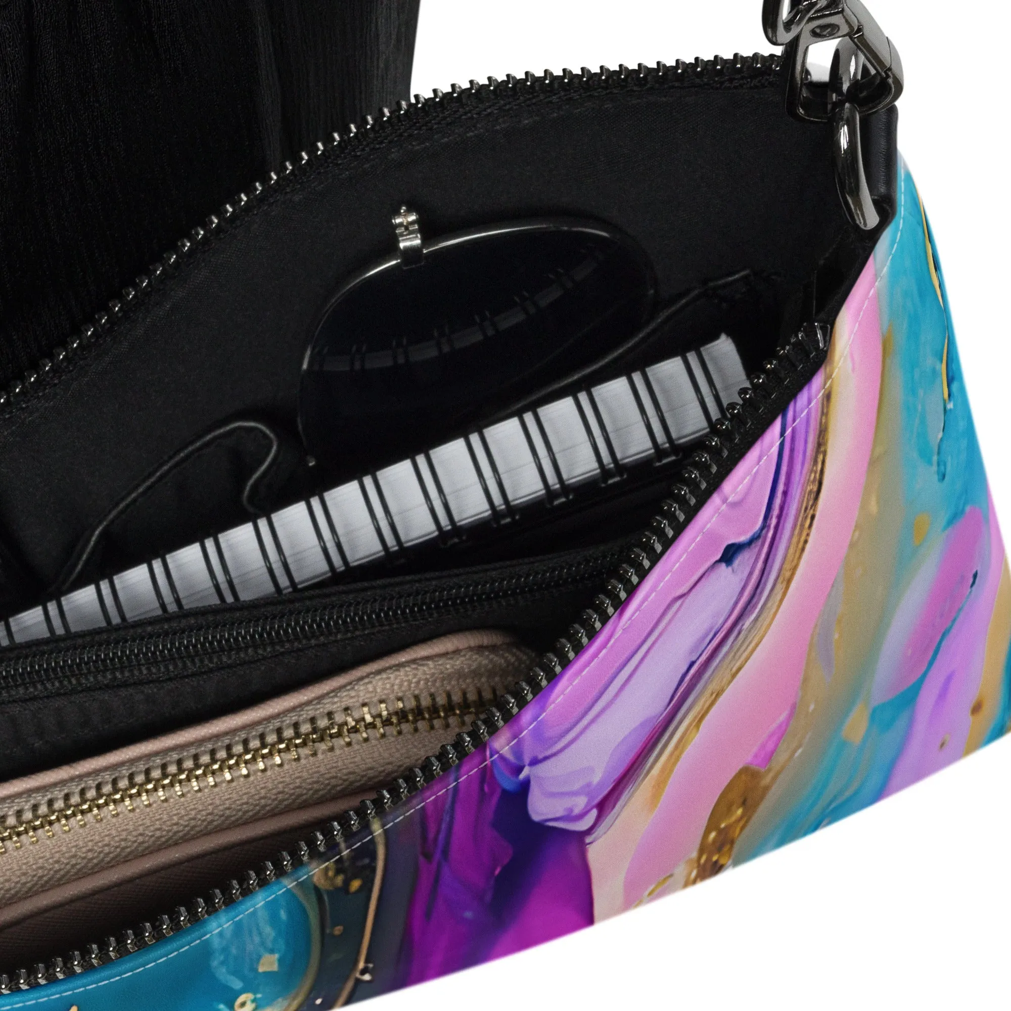 Colorful Liquid Geode Glitter Crossbody Bag