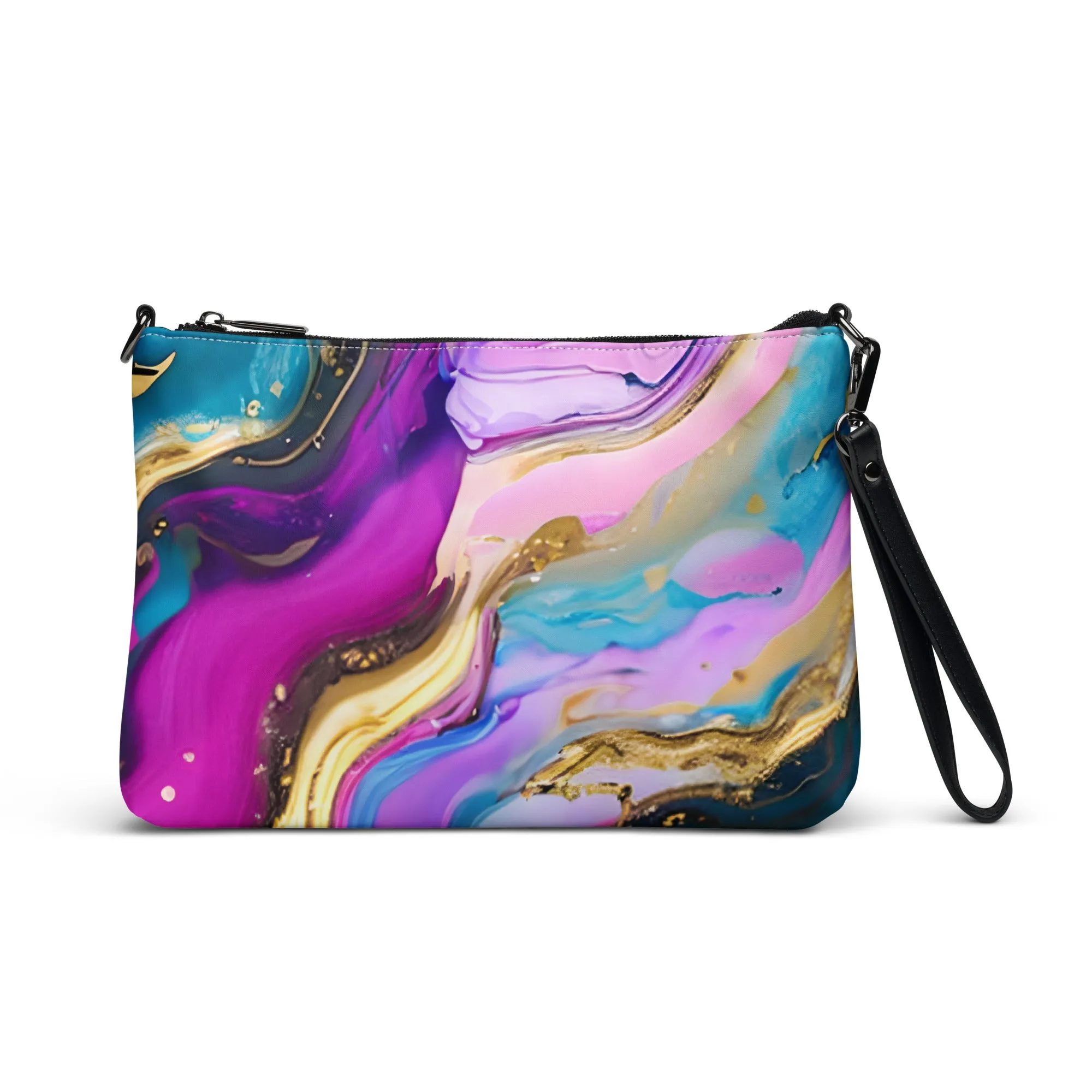Colorful Liquid Geode Glitter Crossbody Bag