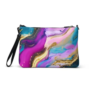 Colorful Liquid Geode Glitter Crossbody Bag