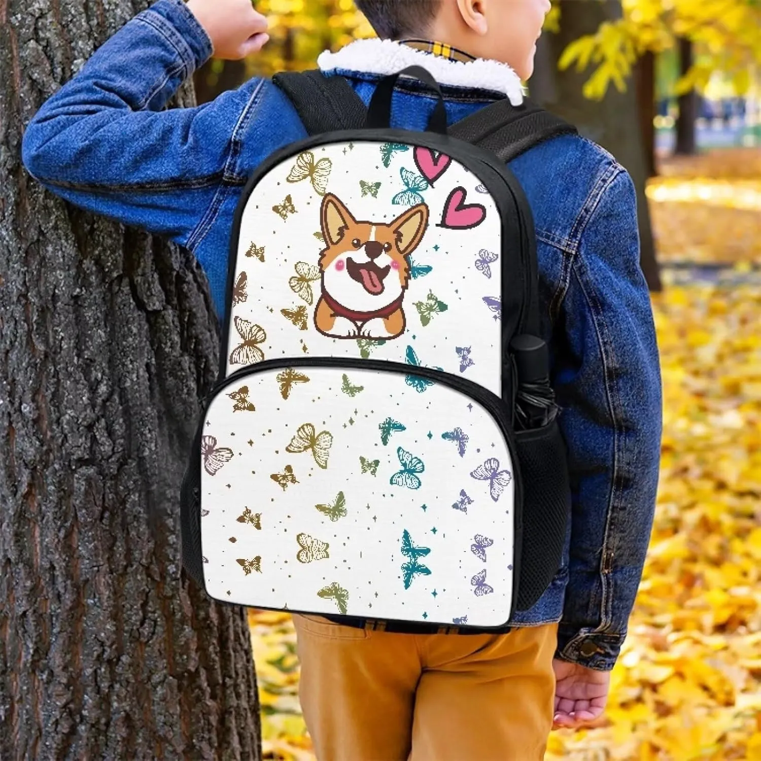 Colourful Butterfly Big Backpack Puppy Backpack for School Boys for Teen Girls Kids Backpack for Travel Lightweight School College Bookbag Casual Student Travel Laptop Daypack - 17Inch