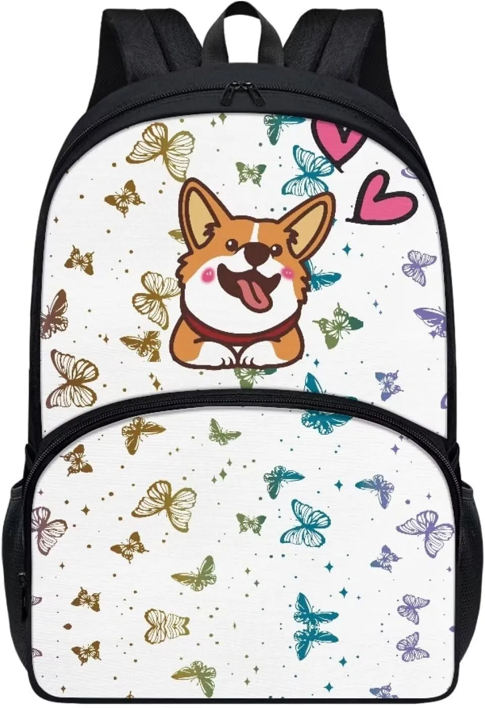 Colourful Butterfly Big Backpack Puppy Backpack for School Boys for Teen Girls Kids Backpack for Travel Lightweight School College Bookbag Casual Student Travel Laptop Daypack - 17Inch