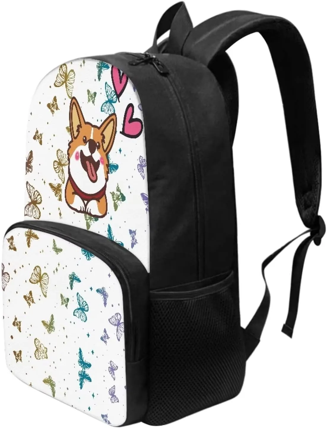 Colourful Butterfly Big Backpack Puppy Backpack for School Boys for Teen Girls Kids Backpack for Travel Lightweight School College Bookbag Casual Student Travel Laptop Daypack - 17Inch