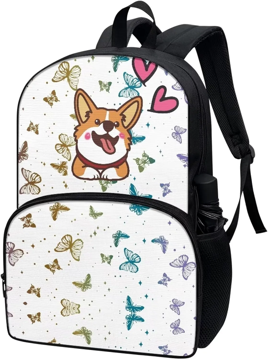 Colourful Butterfly Big Backpack Puppy Backpack for School Boys for Teen Girls Kids Backpack for Travel Lightweight School College Bookbag Casual Student Travel Laptop Daypack - 17Inch