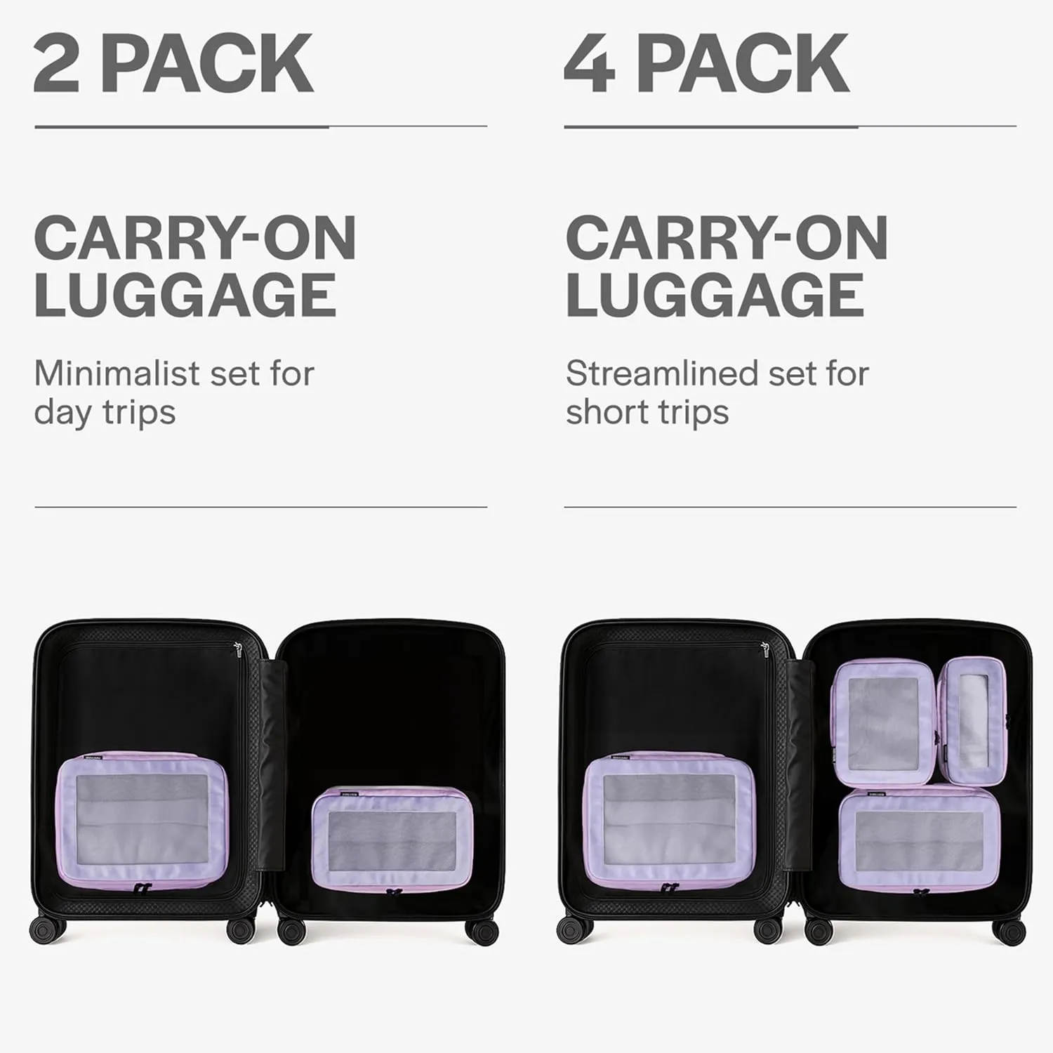 Compression Packing Cubes for Travel - Luggage Organizer Bags - Double Zipper Packing Cubes for Suitcases (4-Pack, Purple)