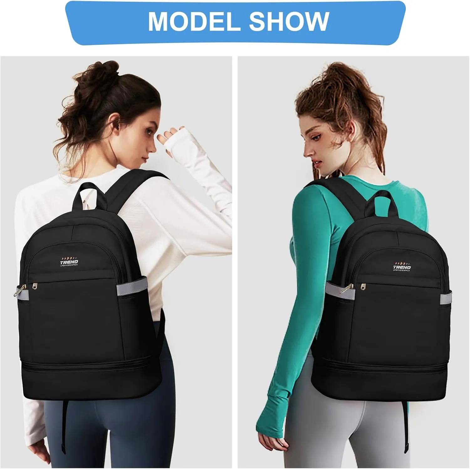 coofay Small Gym Backpack For Women Men Black Travel Backpack With Shoe Compartment Waterproof Sports Backpacks Small Gym Bag for Women Dance Backpacks For Dancers