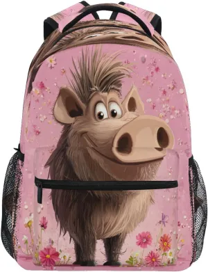 Cool Backpacks for Teacher Nurse Waterproof Laptop Bag with Chest Strap Gift Men & Women Cartoon Warthog