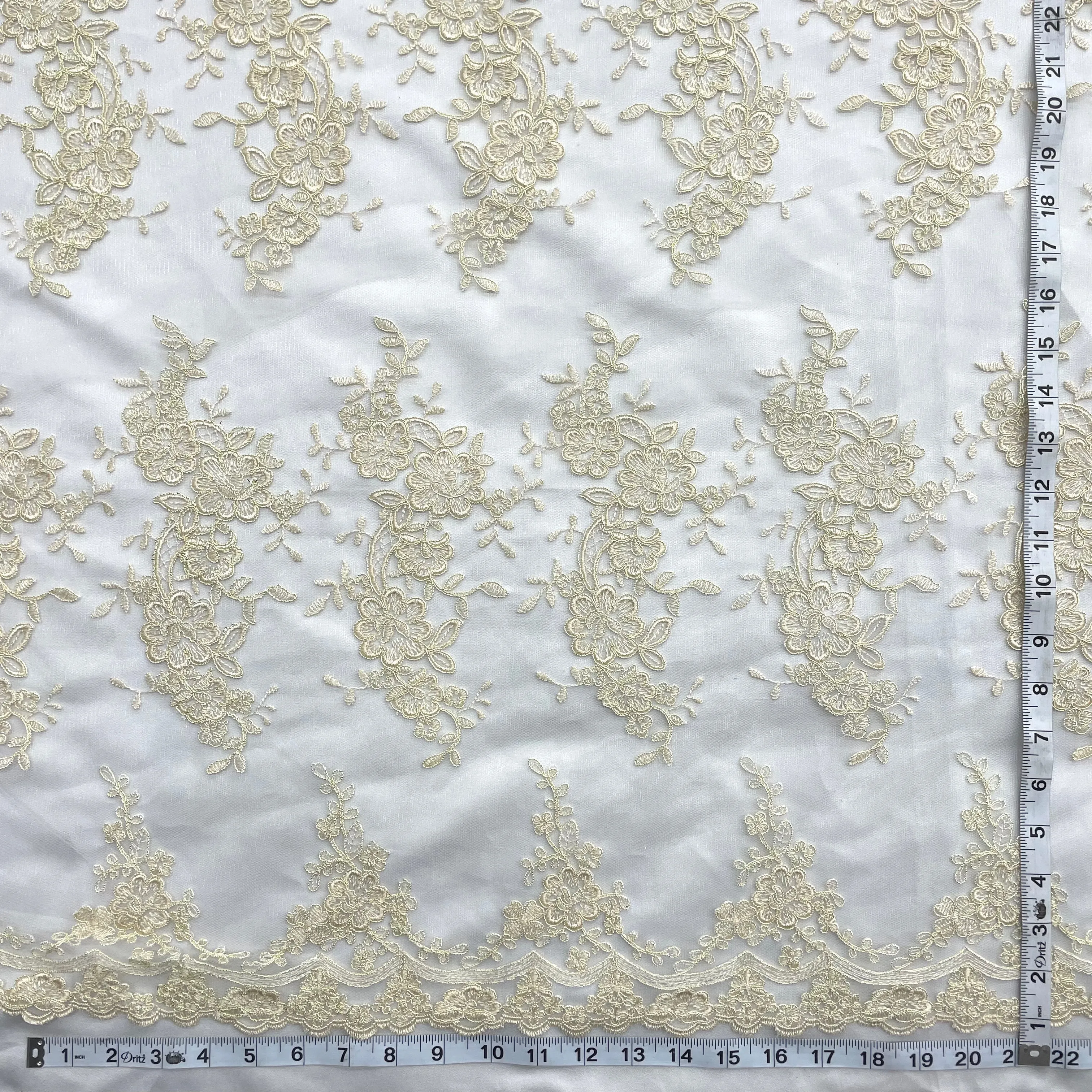 Corded Bridal Lace Fabric Embroidered on 100% Polyester Net Mesh | Lace USA - 97200W