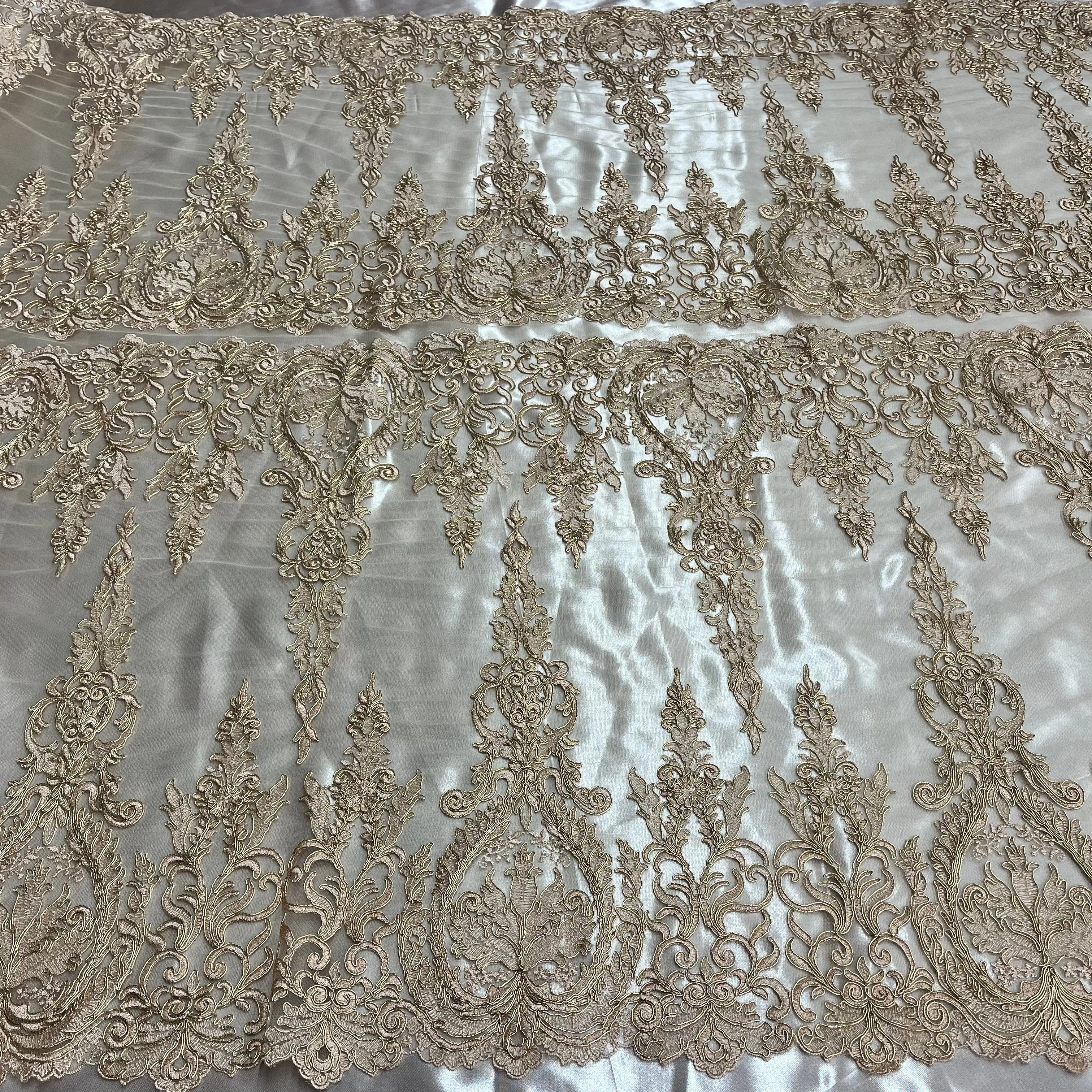 Corded Bridal Lace Fabric Embroidered on 100% Polyester Net Mesh | Lace USA - 97201W